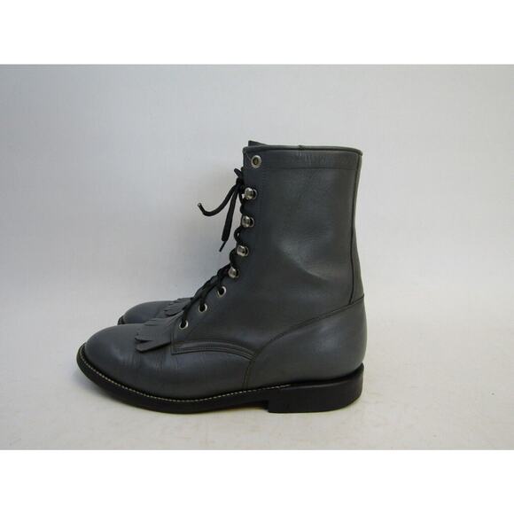 COWTOWN Mens Size 6 D Gray Leather Laces Kilt Cowboy Western Boots main image 11